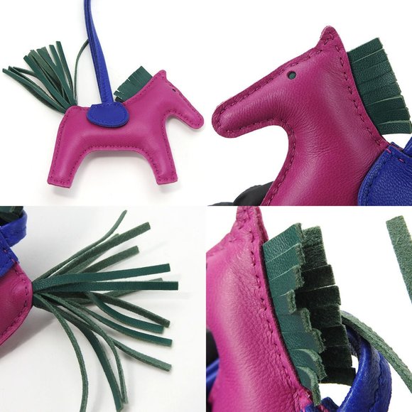 HERMES Rodeo Bag Charm Agneau Milo Blue Electric Malachite - Picture 2 of 3